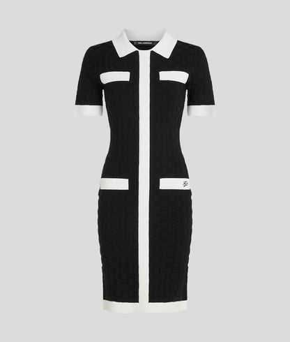 Karl Lagerfeld Contrast Piping Polo Dress Black