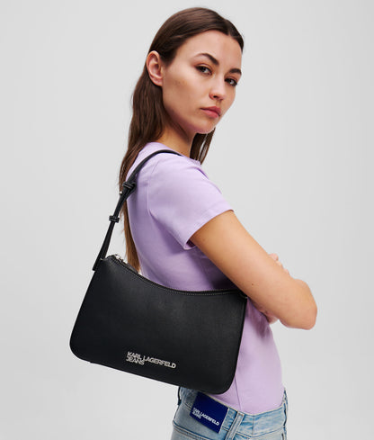Metal Logo Shoulder Bag Black Black