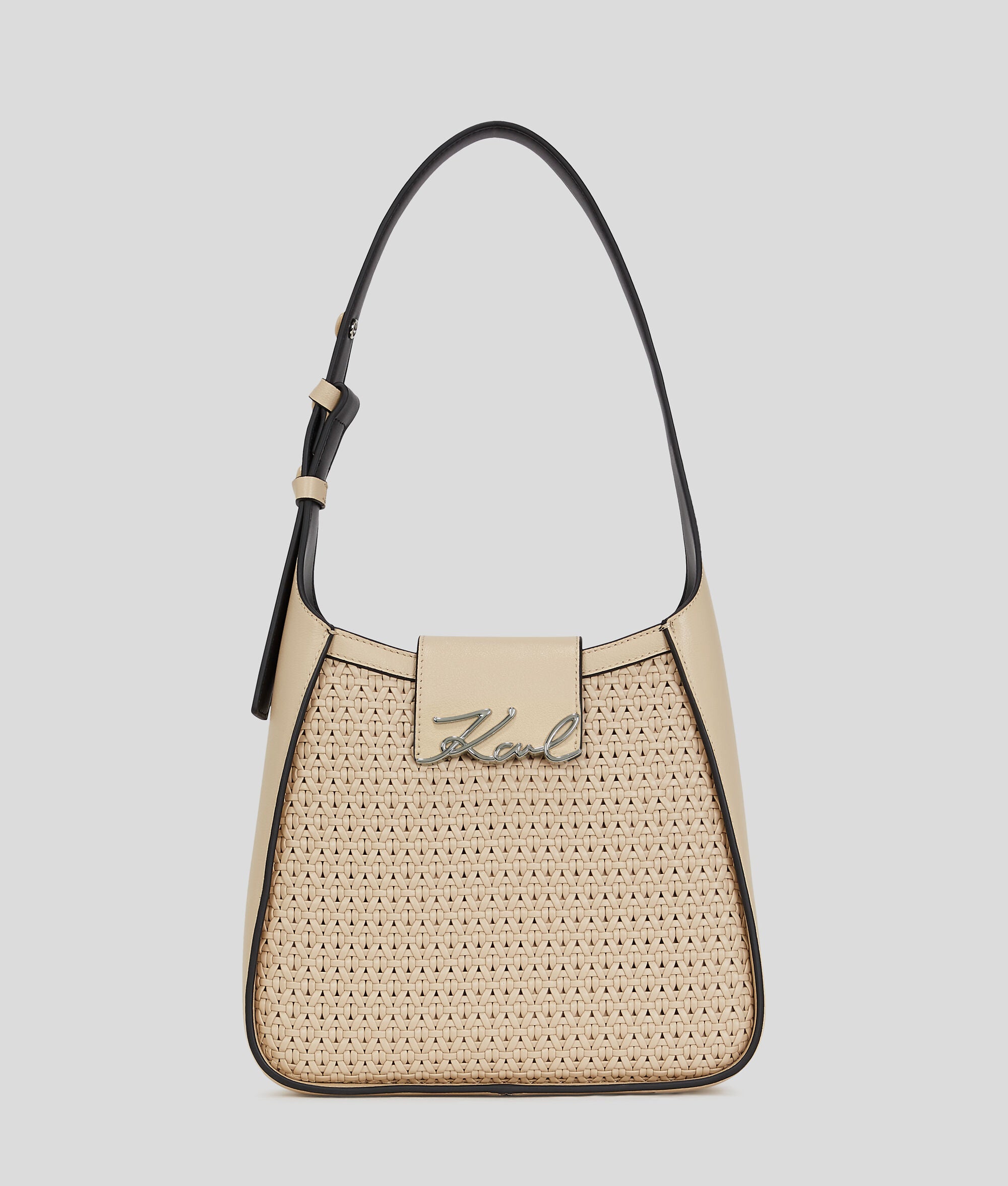 K/Signature Woven Hobo Bag Trench Beige Trench Beige