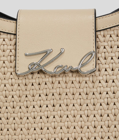 KarlLagerfeld Ksignature Woven Hobo Bag Trench Beige