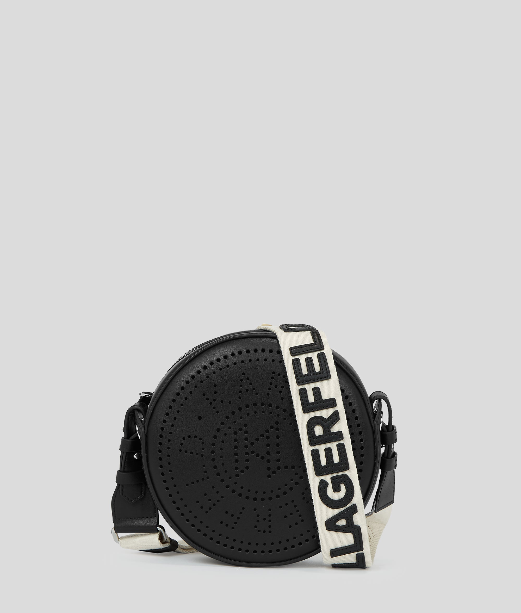 KarlLagerfeld Kcircle Embossed Logo Round Crossbody Bag Black