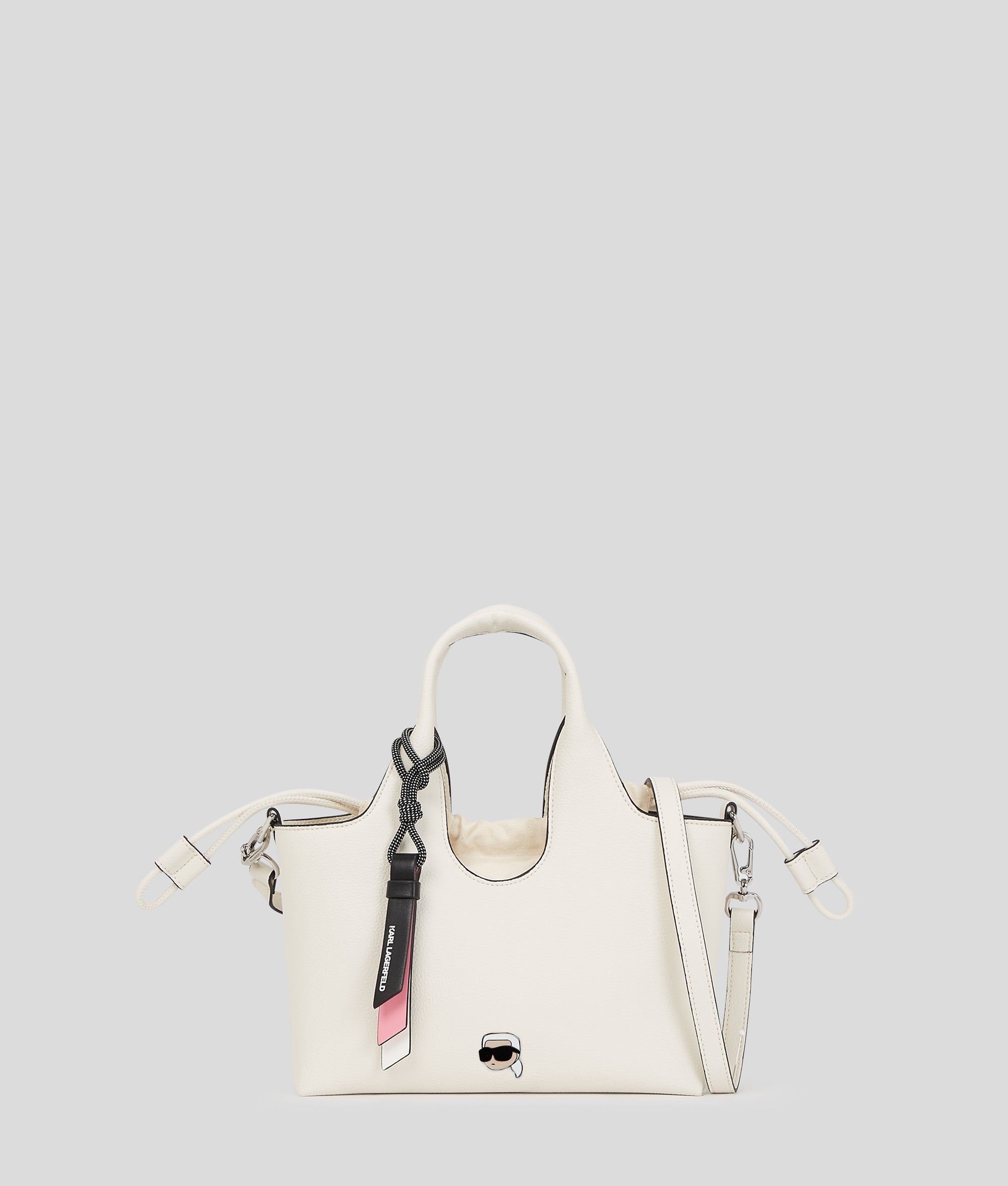 KarlLagerfeld Ikon Small Grainy Tote Bag Off White