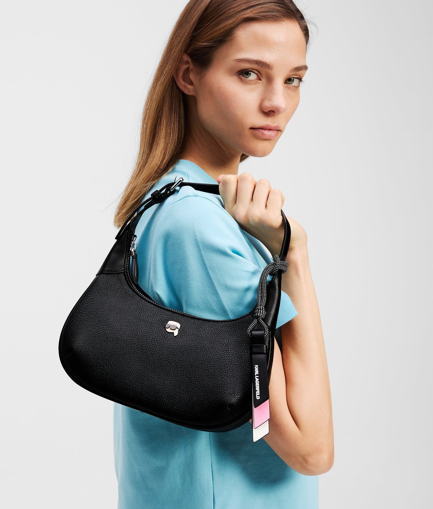 KarlLagerfeld Ikon Grainy Shoulder Bag Black