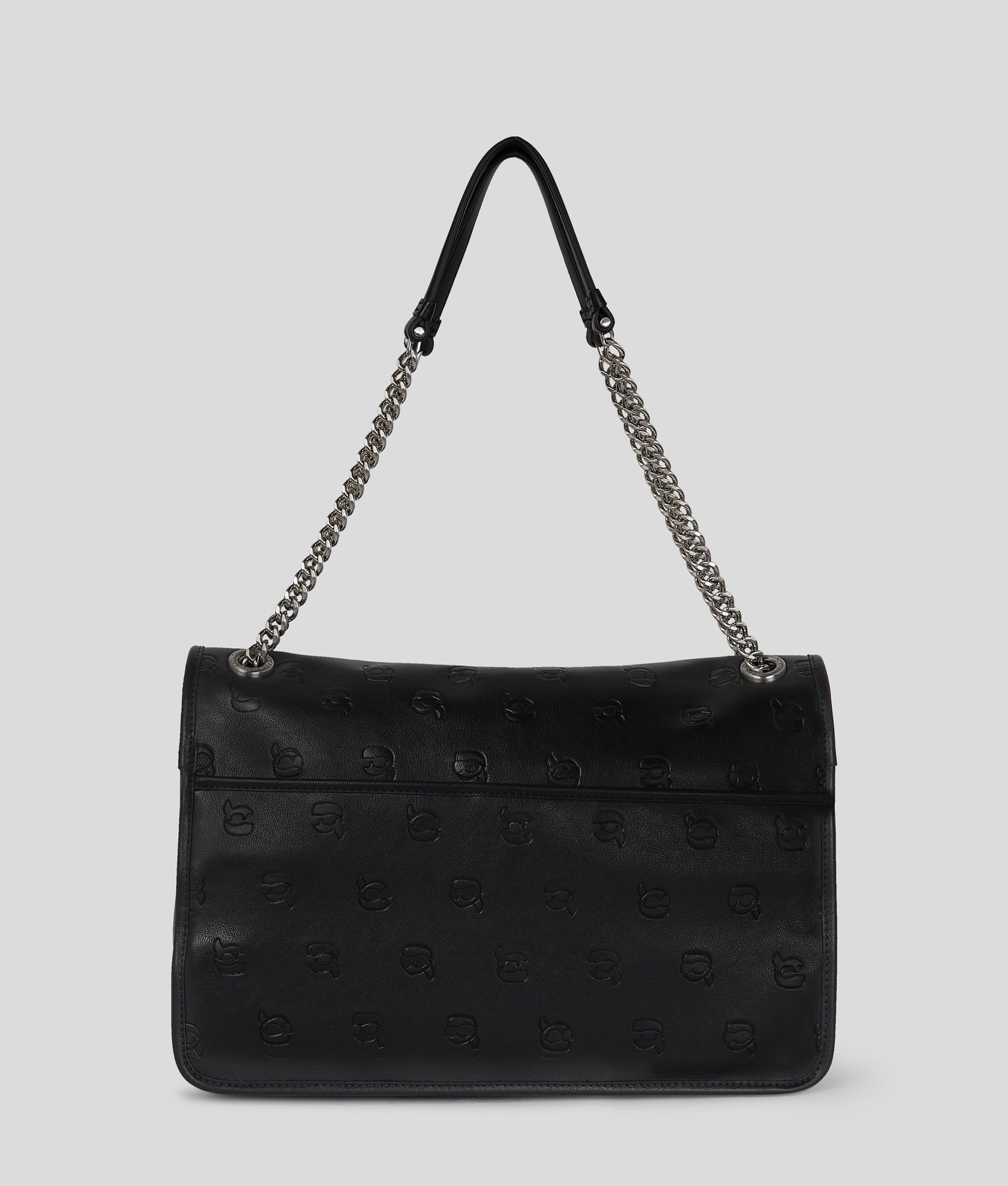 KarlLagerfeld Ikon Monogram Large Shoulder Bag All Over Print Tonal Black