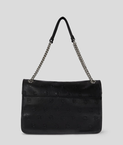 KarlLagerfeld Ikon Monogram Large Shoulder Bag All Over Print Tonal Black