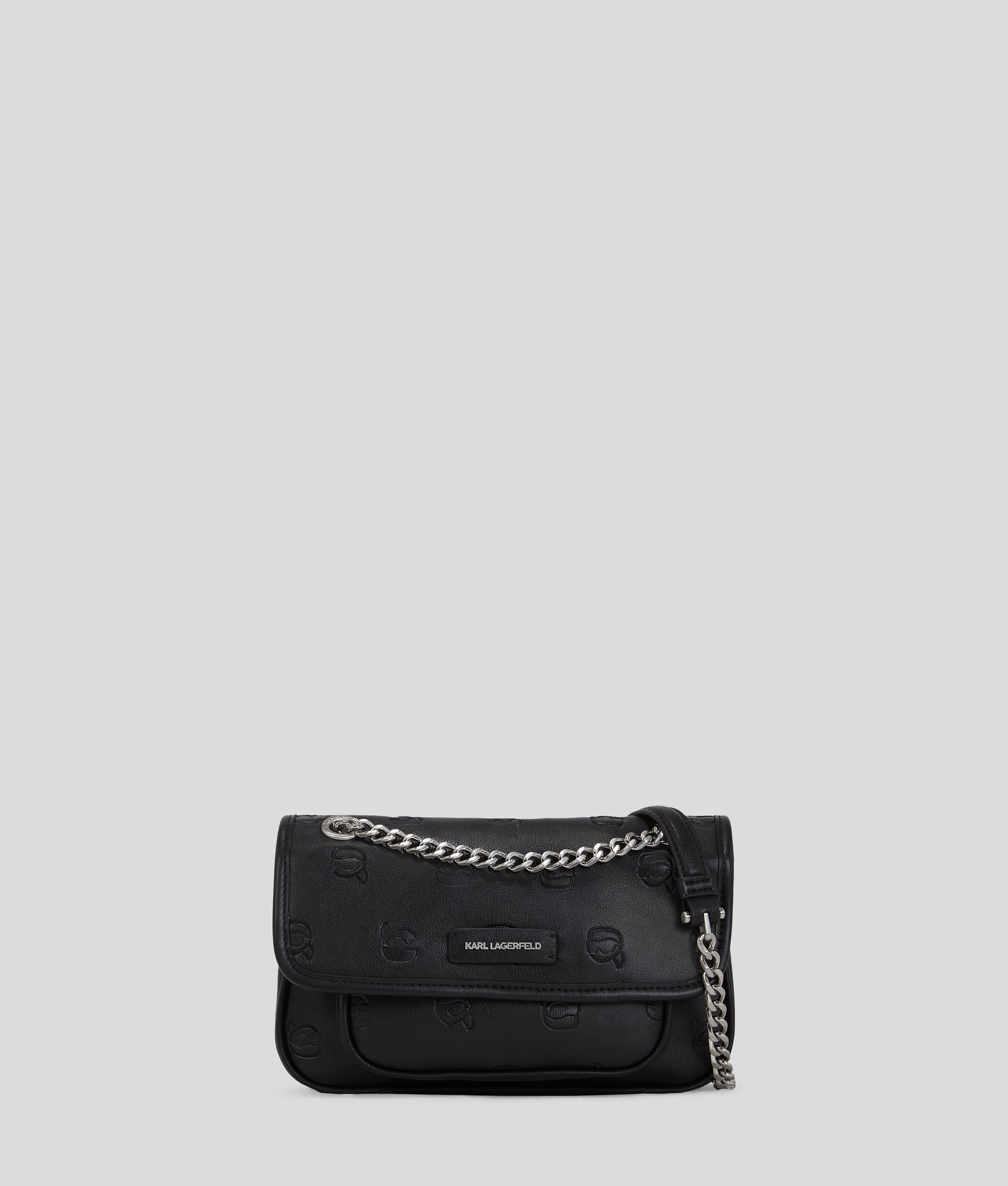 KarlLagerfeld Ikon Monogram Small Shoulder Bag All Over Print Tonal Black