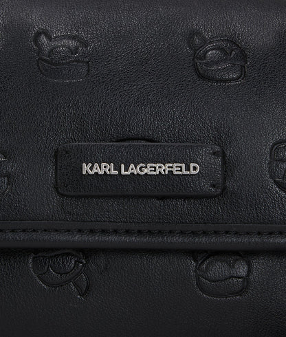 KarlLagerfeld Ikon Monogram Small Shoulder Bag All Over Print Tonal Black