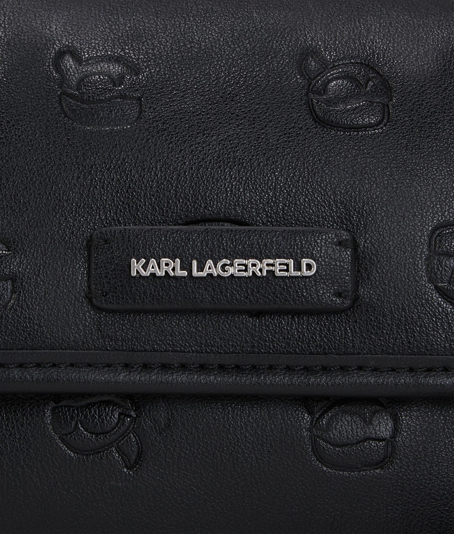 KarlLagerfeld Ikon Monogram Small Shoulder Bag All Over Print Tonal Black