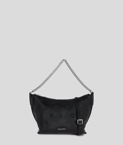 KarlLagerfeld Ikon Monogram Shoulder Bag All Over Print Tonal Black