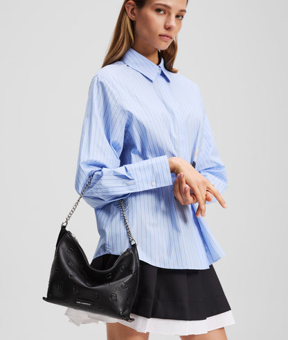 KarlLagerfeld Ikon Monogram Shoulder Bag All Over Print Tonal Black