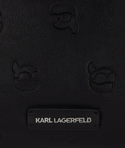 KarlLagerfeld Ikon Monogram Shoulder Bag All Over Print Tonal Black