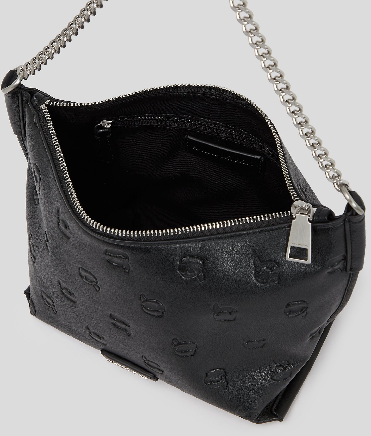 KarlLagerfeld Ikon Monogram Shoulder Bag All Over Print Tonal Black
