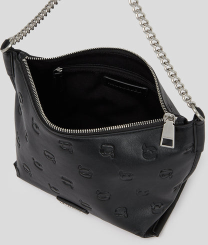 KarlLagerfeld Ikon Monogram Shoulder Bag All Over Print Tonal Black
