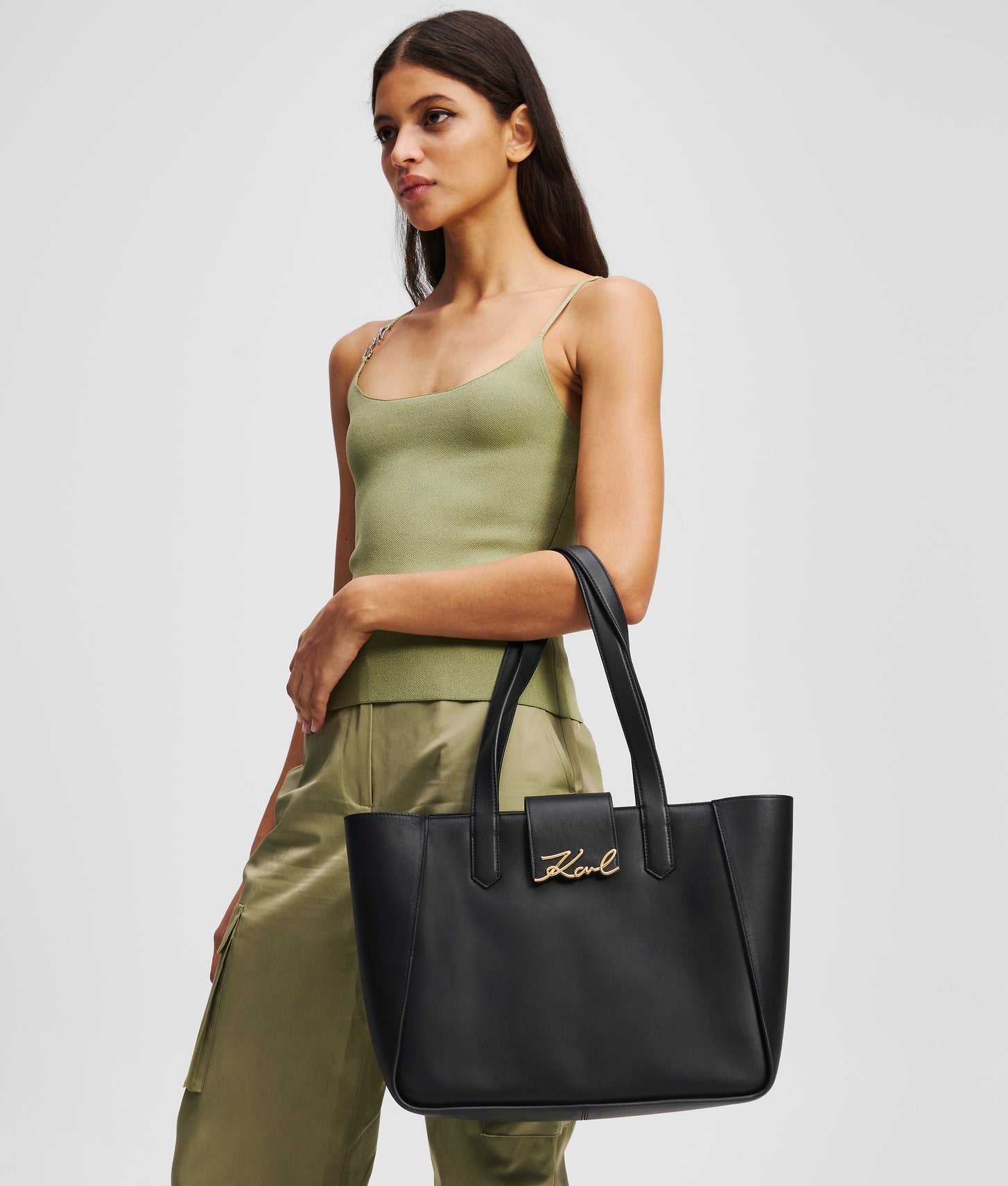 KarlLagerfeld Ksignature Medium Tote Bag Black/Gold