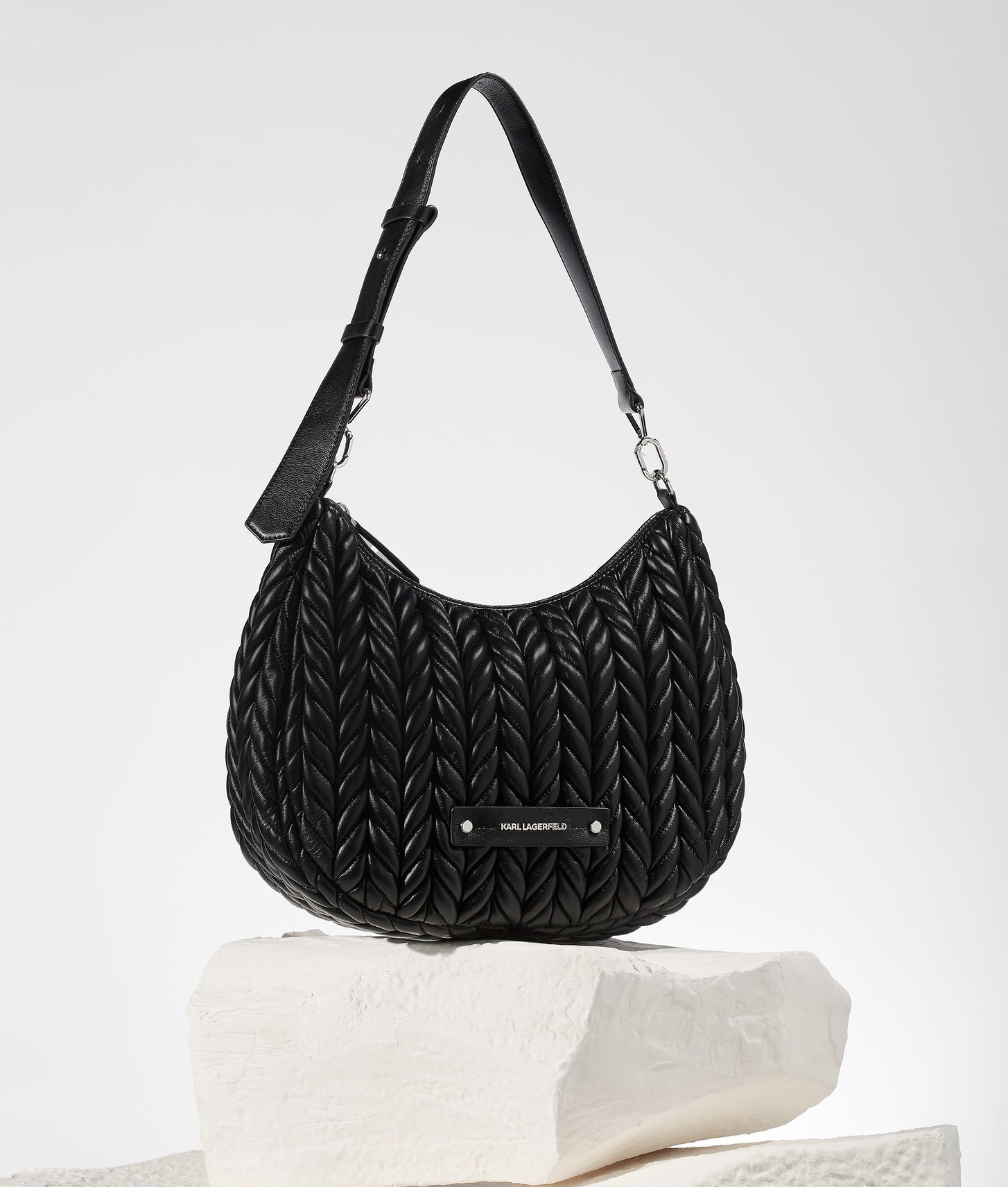KarlLagerfeld Kweave Hobo Bag Black-Nickel