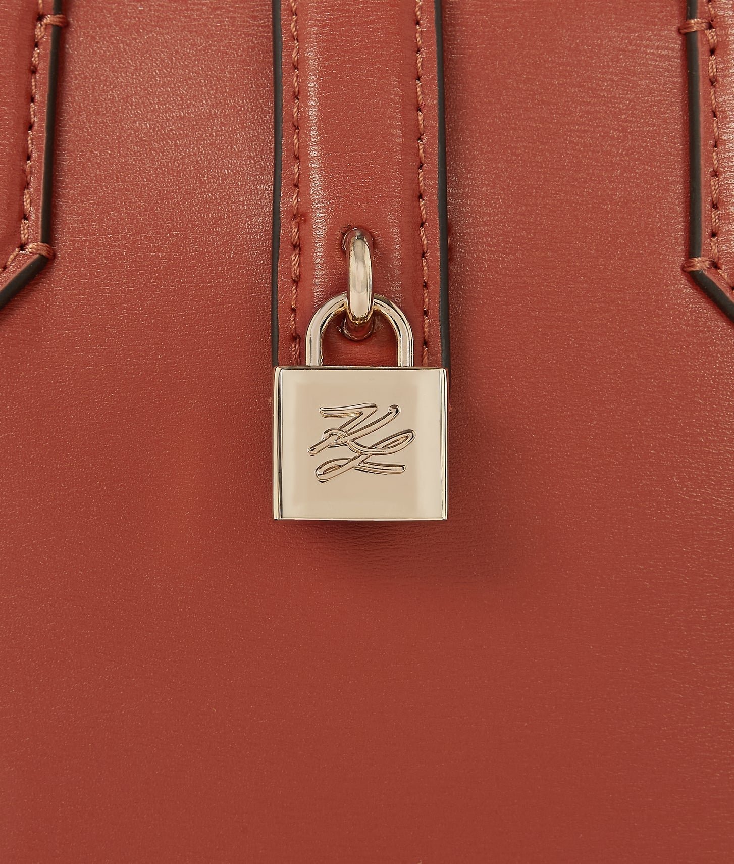 KarlLagerfeld Kautograph Padlock Mini Tote Bag Red Brick