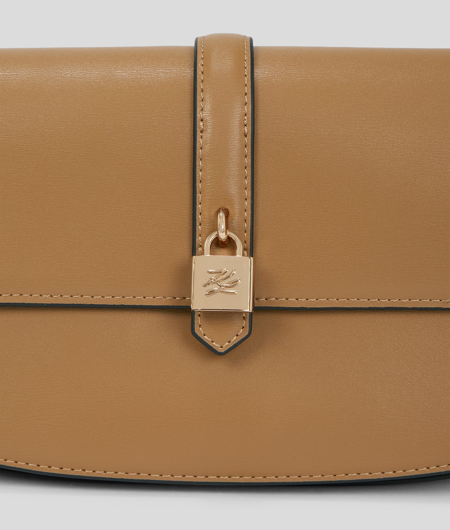 KarlLagerfeld Kautograph Padlock Shoulder Bag Caramel