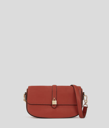 KarlLagerfeld Kautograph Padlock Shoulder Bag Red Brick