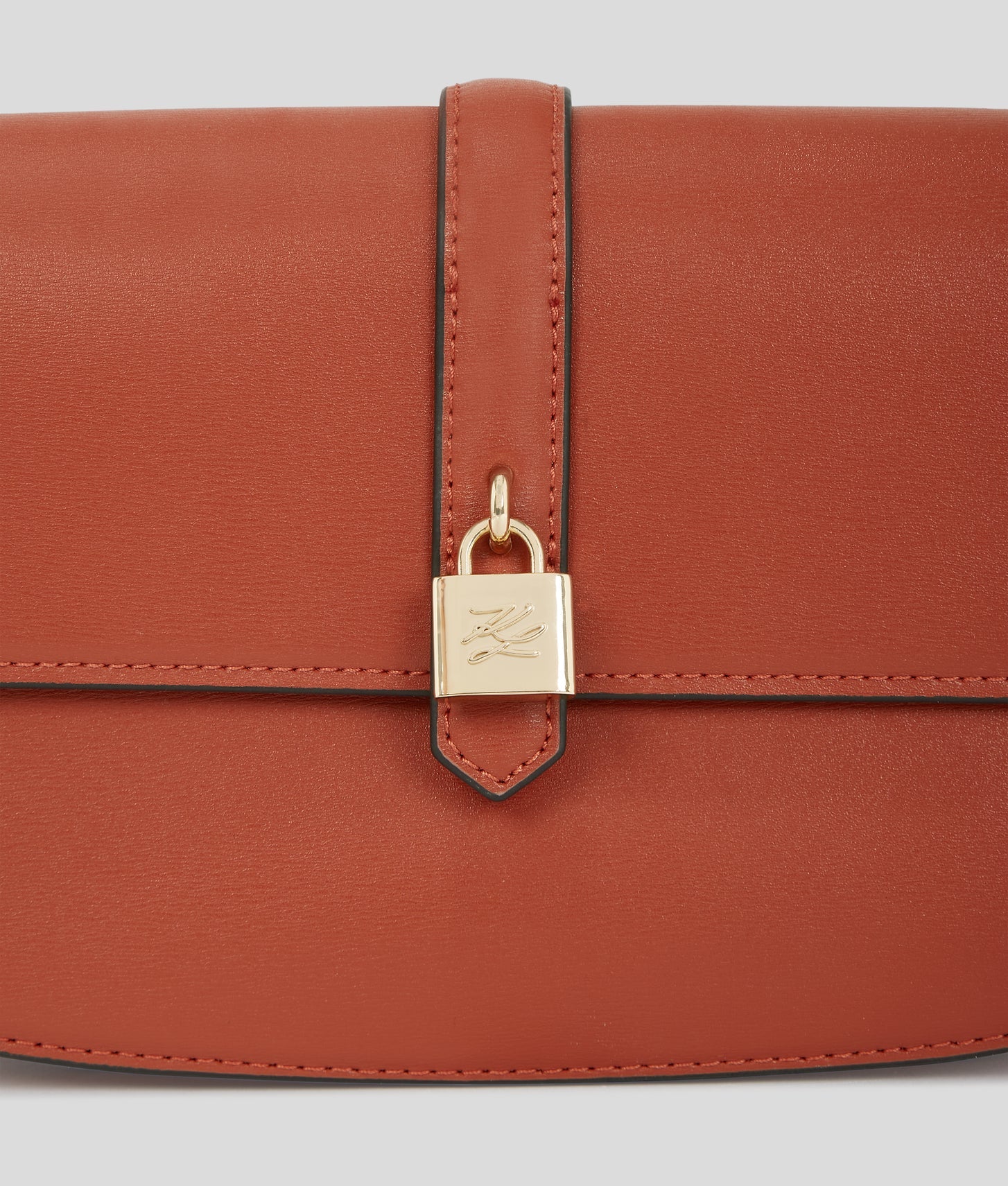 KarlLagerfeld Kautograph Padlock Shoulder Bag Red Brick