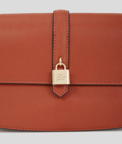 KarlLagerfeld Kautograph Padlock Shoulder Bag Red Brick