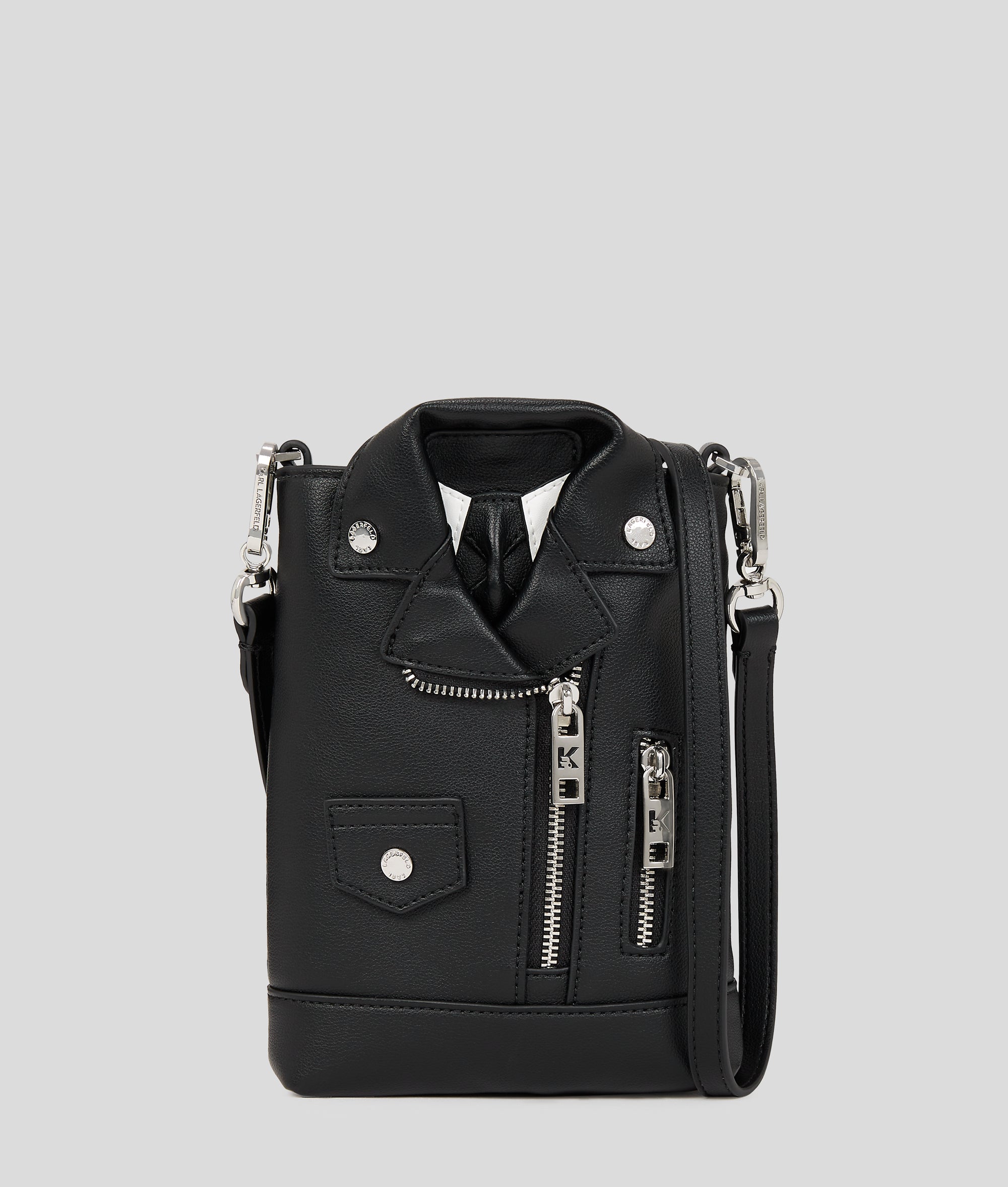 KarlLagerfeld Ikon Biker Jacket Crossbody Bag Black