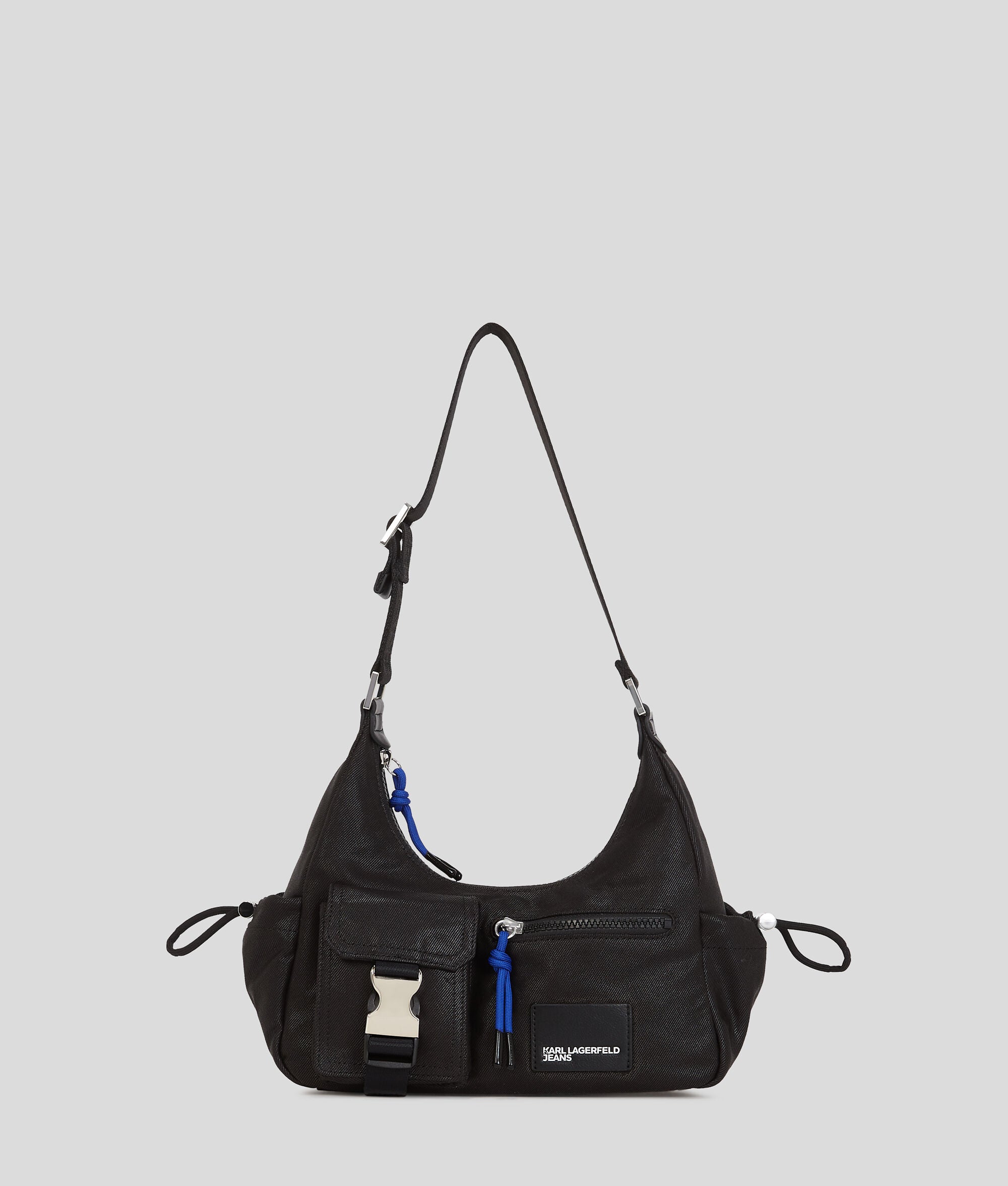 Utility Coated Denim Shoulder Bag Coated Black Denim Coated Black Denim