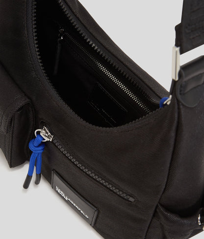 Utility Coated Denim Shoulder Bag Coated Black Denim Coated Black Denim