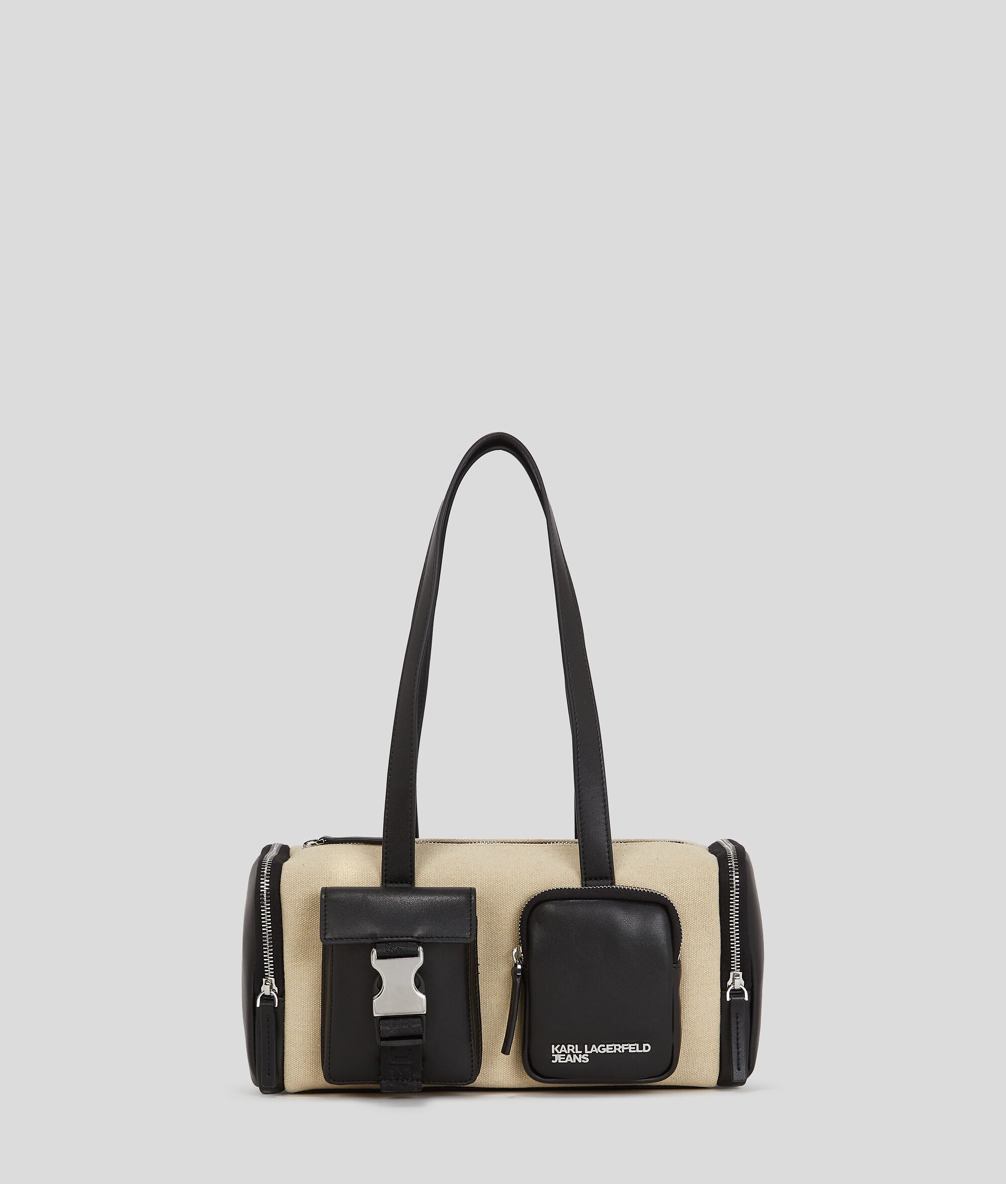 Utility Canvas Shoulder Bag Beige/Black Beige/Black