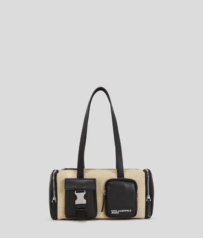 Utility Canvas Shoulder Bag Beige/Black Beige/Black