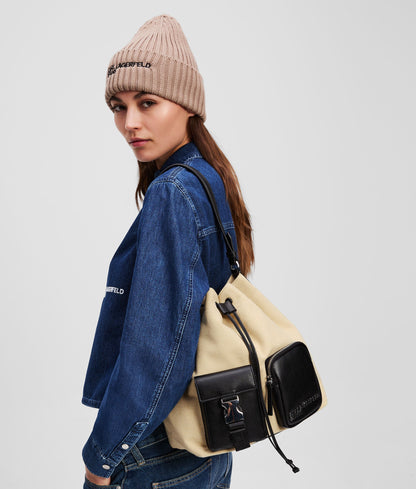 Utility Canvas Bucket Bag Beige/Black Beige/Black