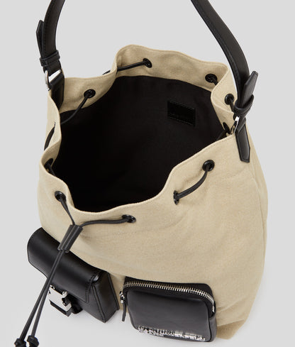 Utility Canvas Bucket Bag Beige/Black Beige/Black