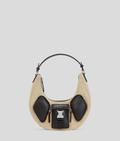 Utility Canvas Moon Shoulder Bag Beige/Black Beige/Black