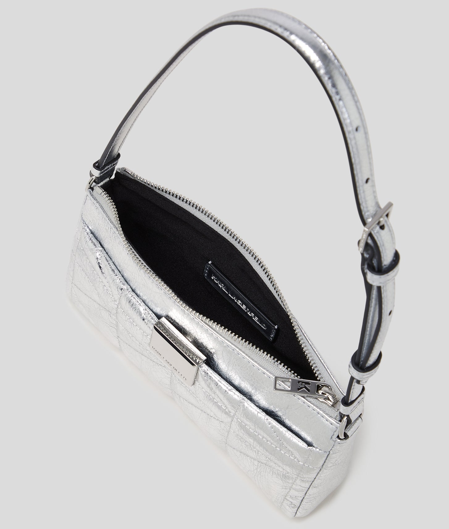 KarlLagerfeld Kkuilt Small Shoulder Bag Silver