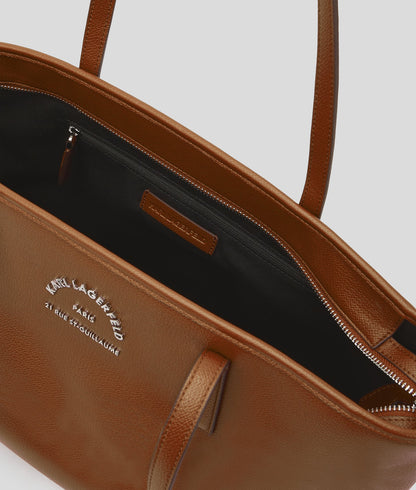 KarlLagerfeld Rue St-Guillaume Metal Tote Bag Dark Tan
