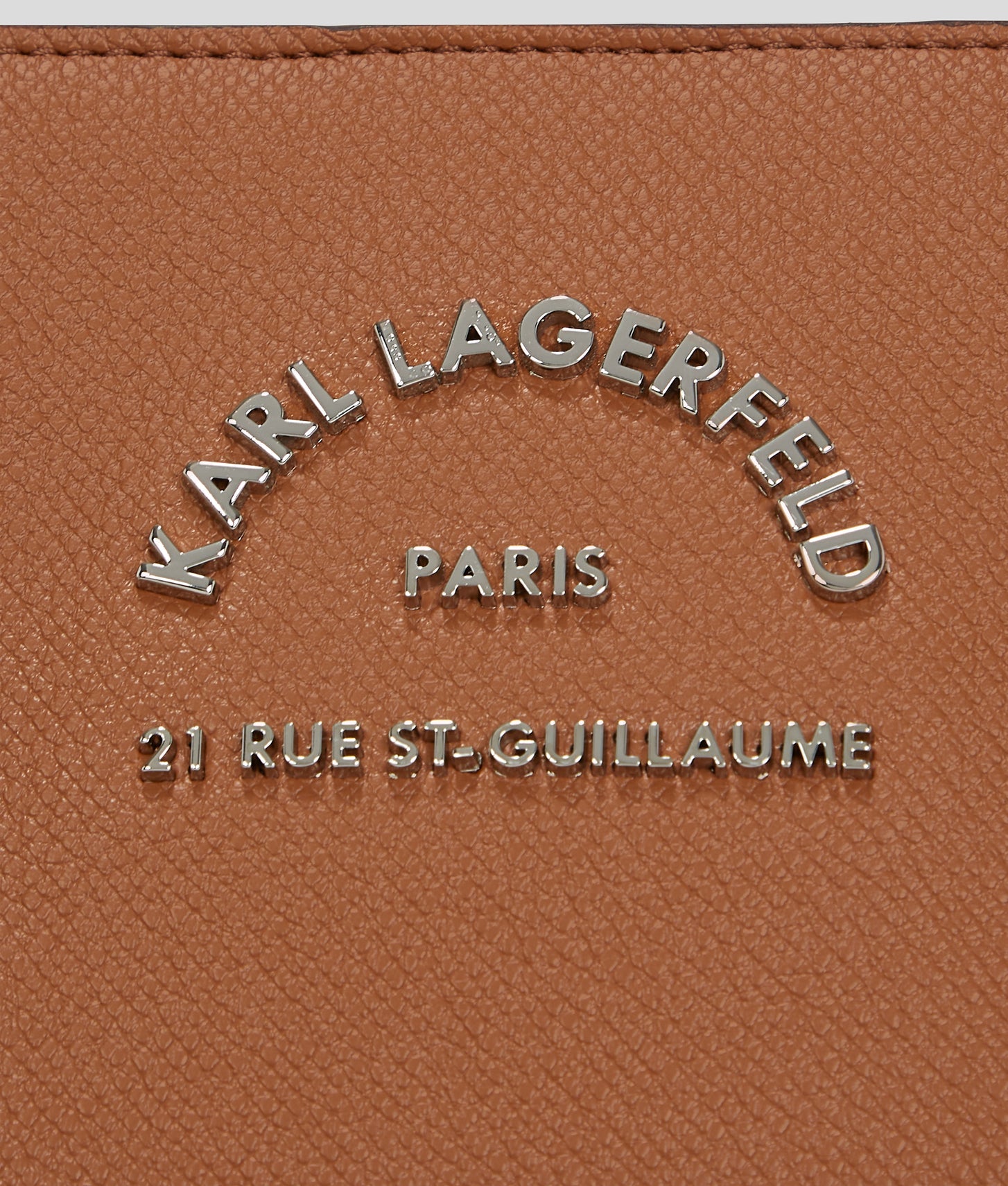 KarlLagerfeld Rue St-Guillaume Metal Satchel Bag Dark Tan
