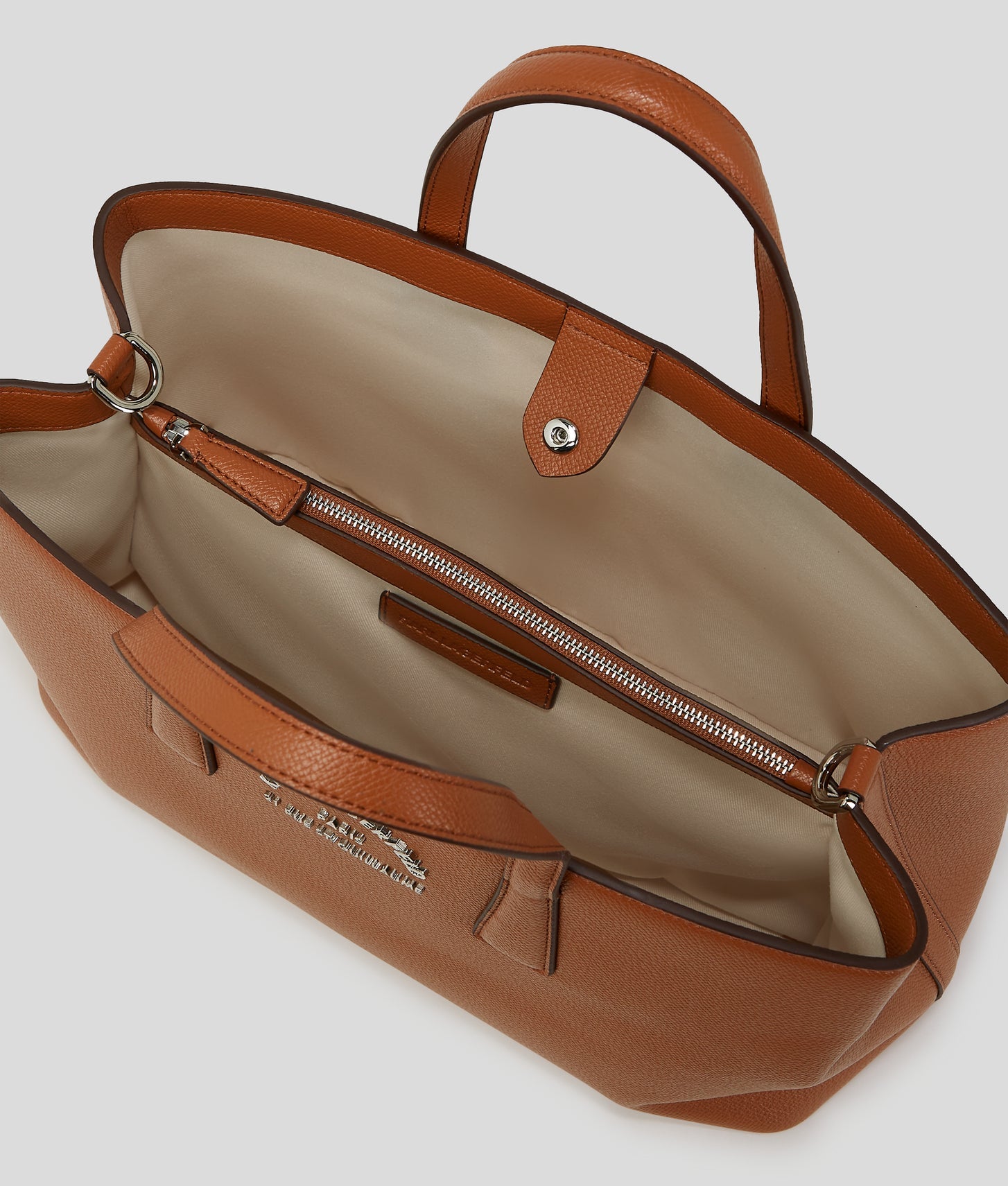 KarlLagerfeld Rue St-Guillaume Metal Satchel Bag Dark Tan