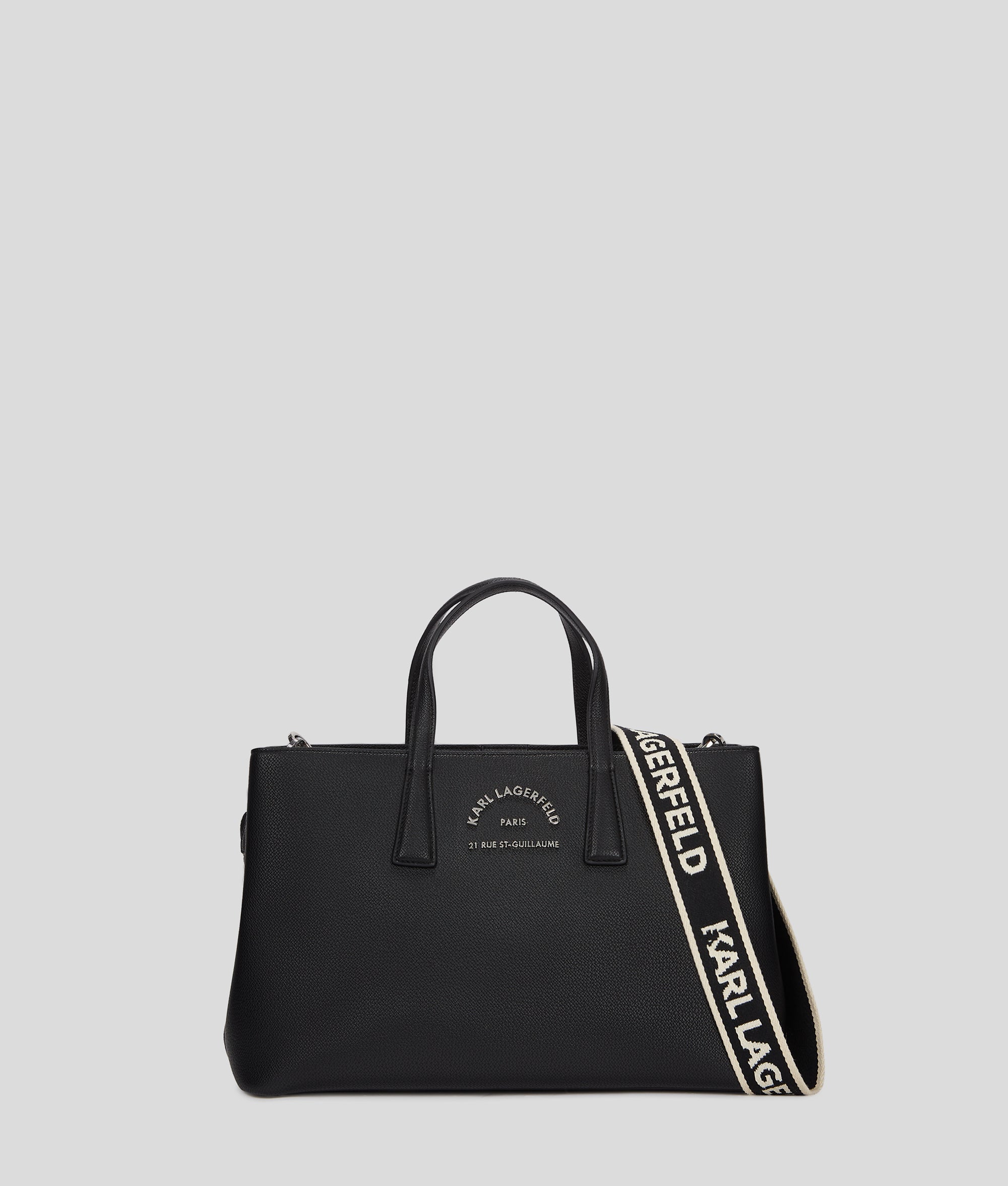 KarlLagerfeld Rue St-Guillaume Metal Satchel Bag Black