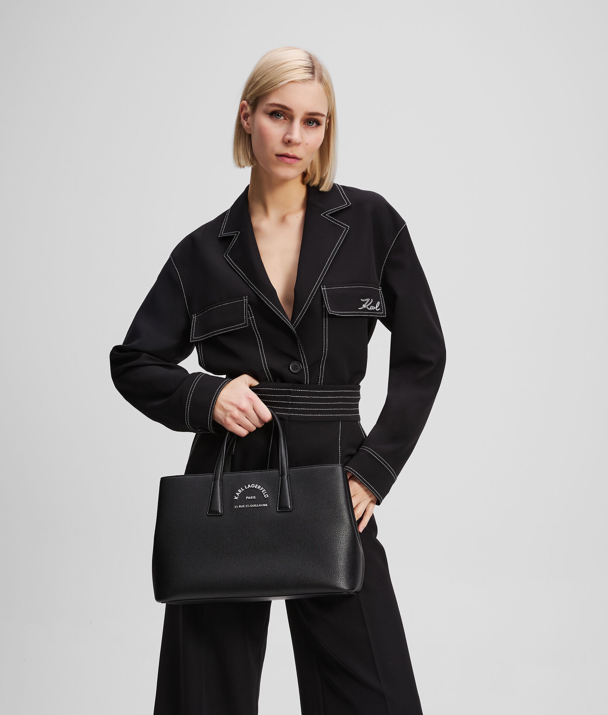 Rue St-Guillaume Metal Satchel Bag Black Black