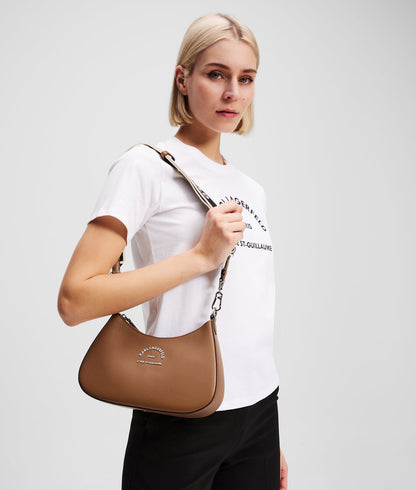 KarlLagerfeld Rue St-Guillaume Metal Shoulder Bag Dark Tan