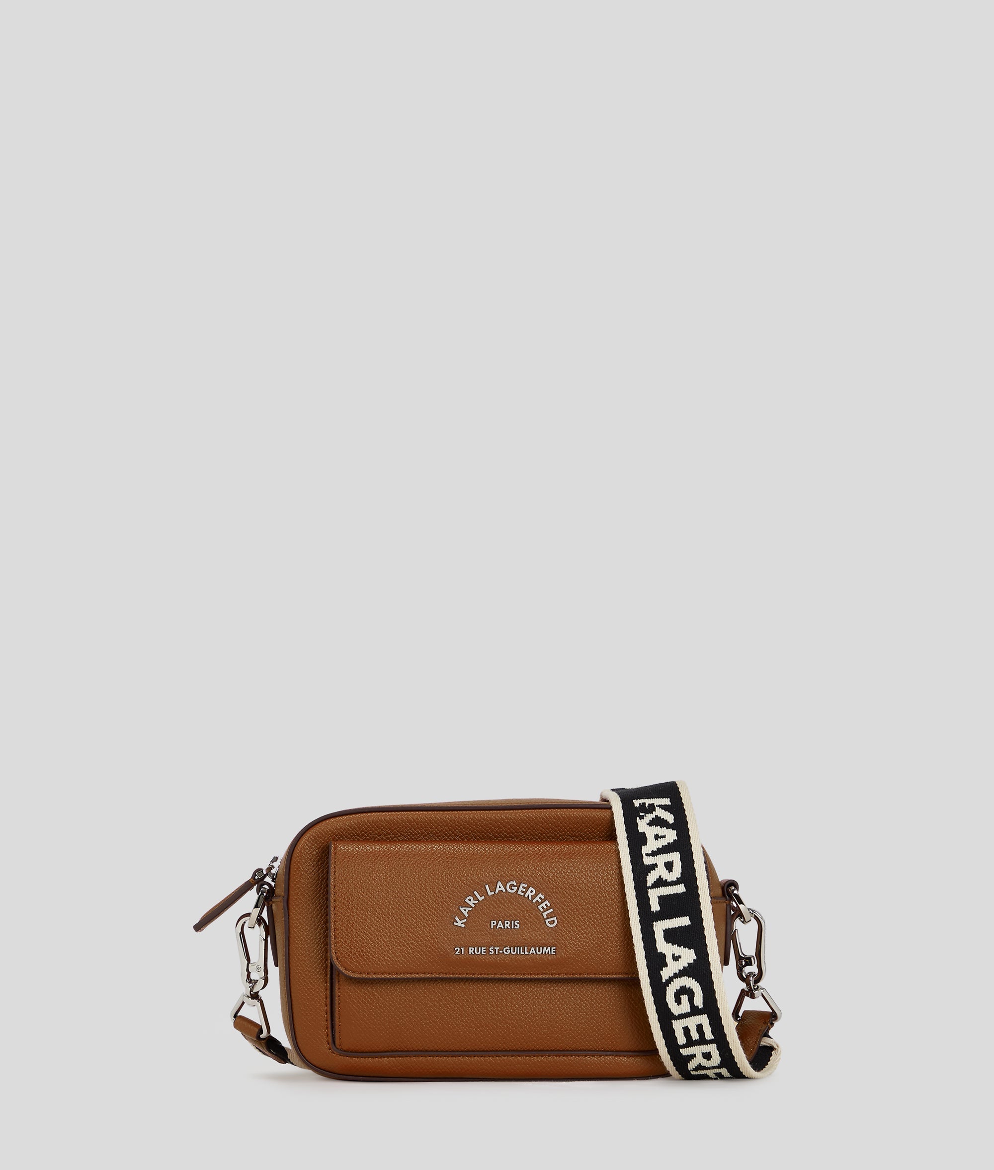 KarlLagerfeld Rue St-Guillaume Metal Crossbody Bag Dark Tan