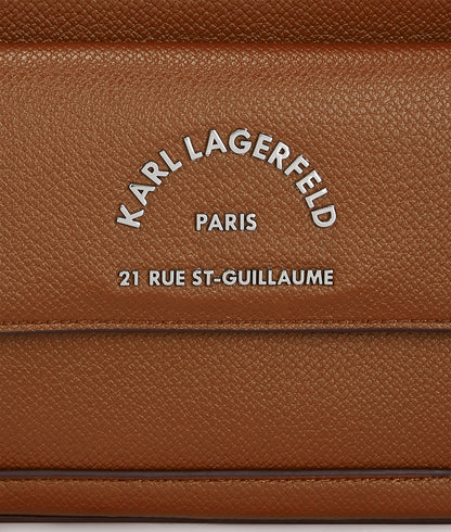 KarlLagerfeld Rue St-Guillaume Metal Crossbody Bag Dark Tan