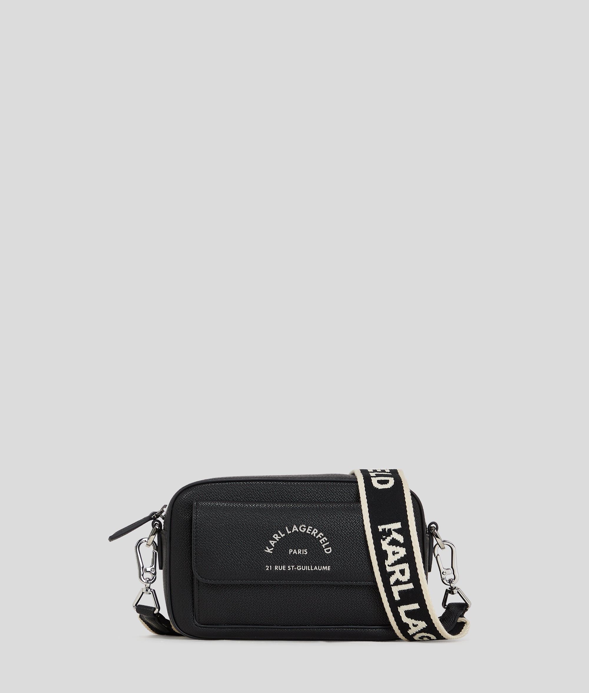 KarlLagerfeld Rue St-Guillaume Metal Crossbody Bag Black