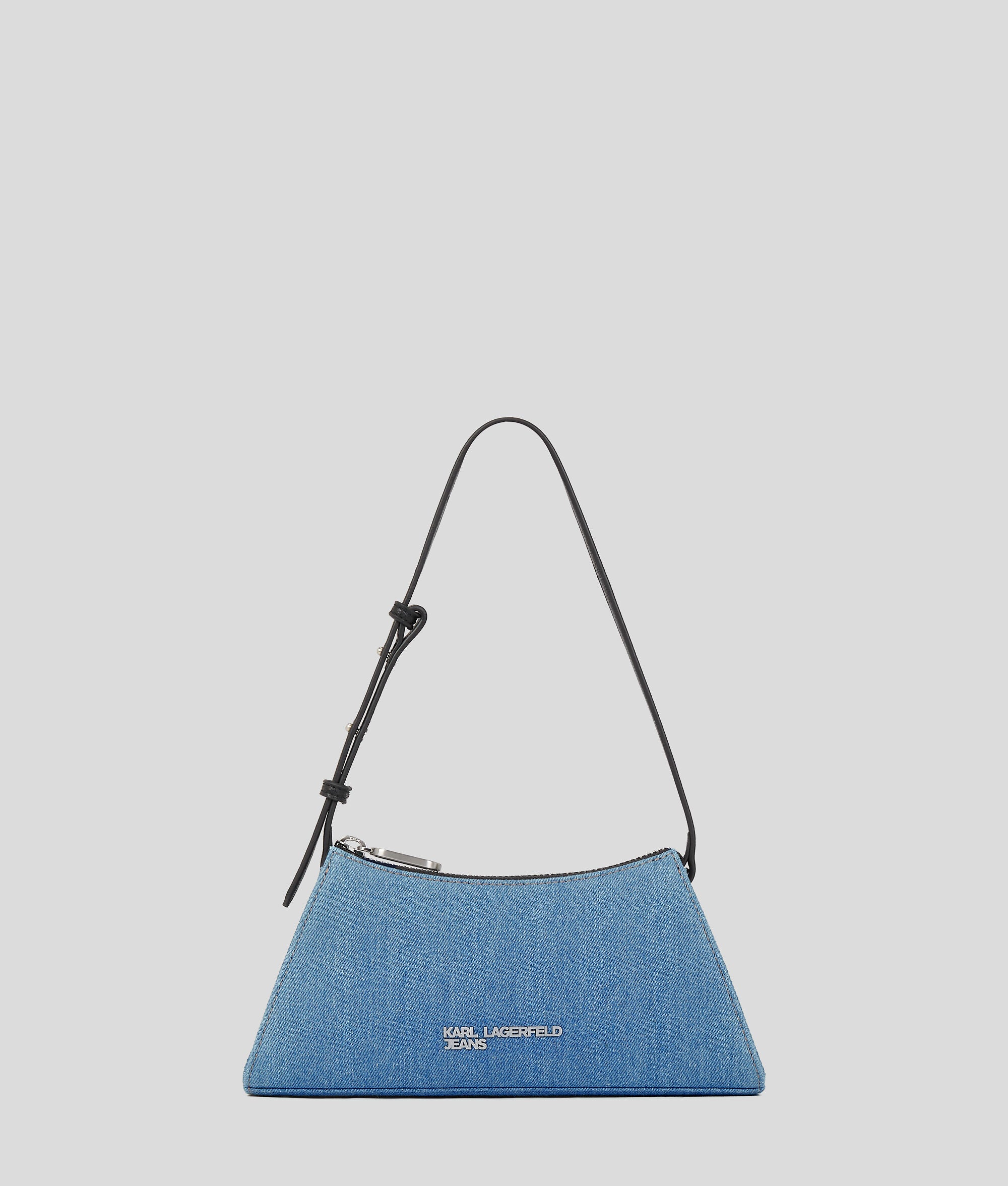 Metal Logo Denim Shoulder Bag Bright Blue Marble Bright Blue Marble
