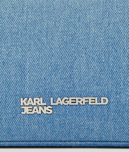 Metal Logo Denim Shoulder Bag Bright Blue Marble Bright Blue Marble