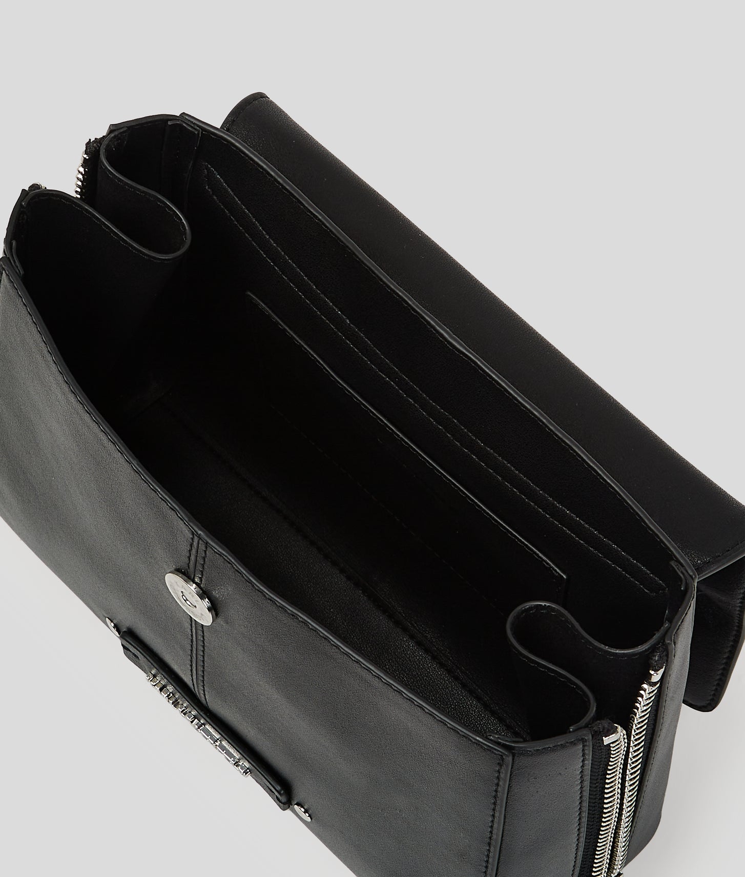 KarlLagerfeld Khardware Small Top Handle Bag Black-Nickel