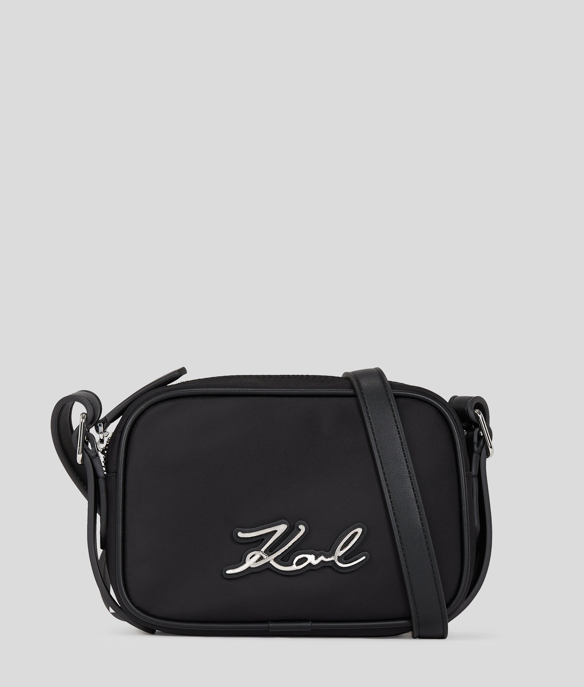 KarlLagerfeld Ksignature Nylon Crossbody Pouch Black-Nickel