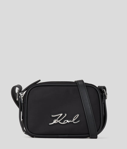 KarlLagerfeld Ksignature Nylon Crossbody Pouch Black-Nickel