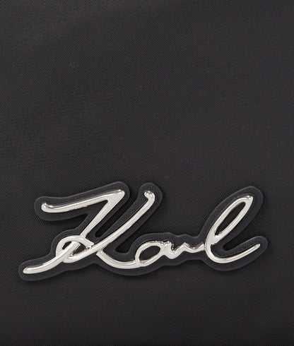KarlLagerfeld Ksignature Nylon Crossbody Pouch Black-Nickel