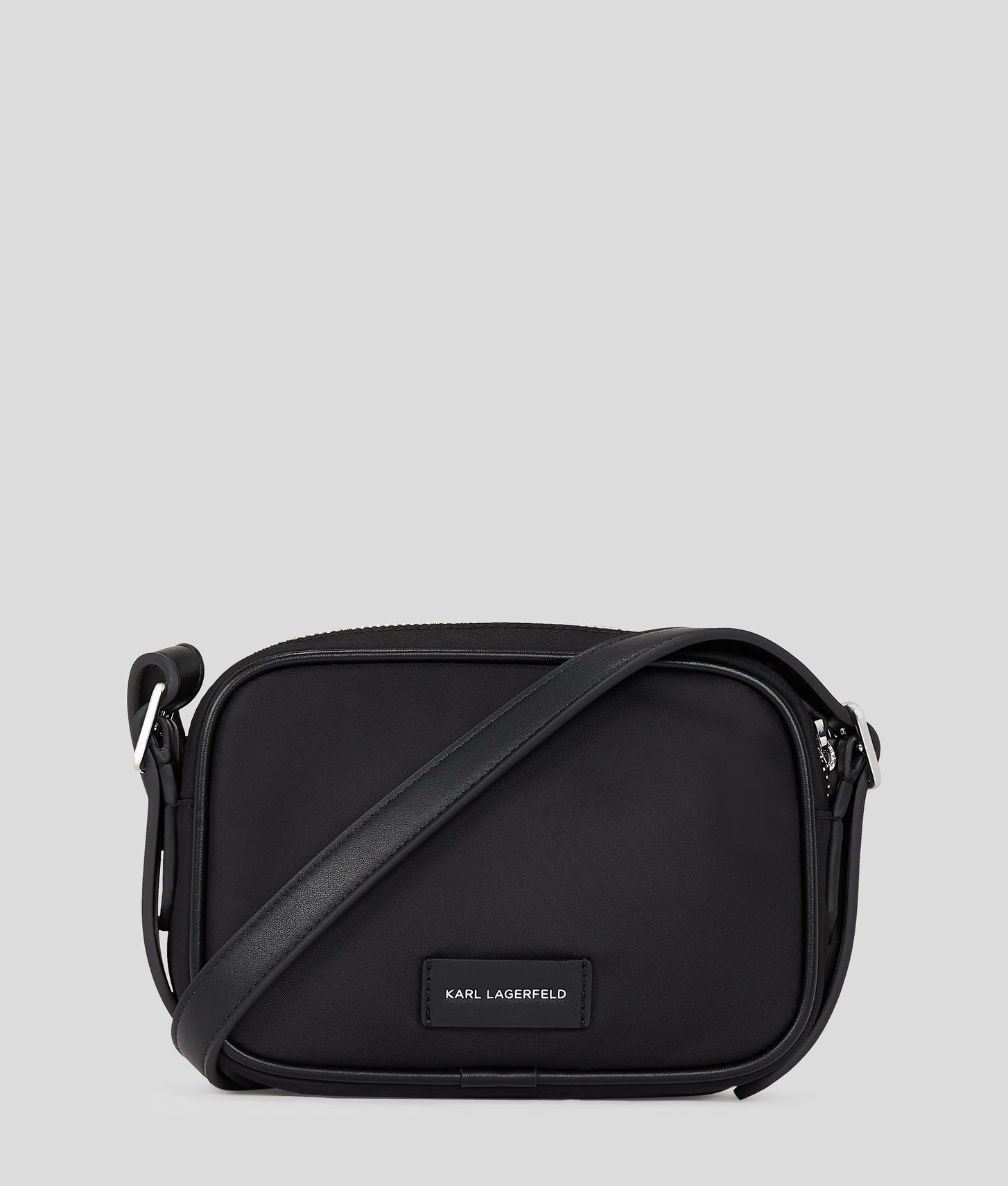 KarlLagerfeld Ksignature Nylon Crossbody Pouch Black-Nickel