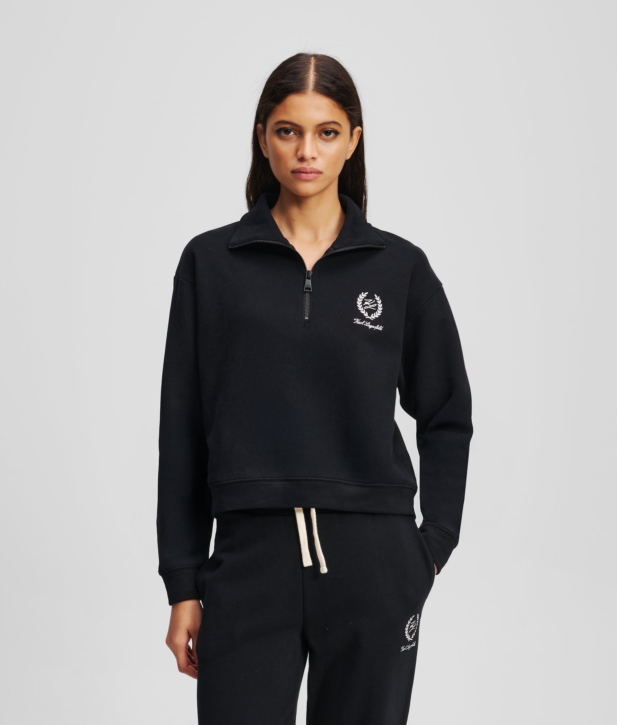 Karl Lagerfeld Hotel Karl Loungewear Half-Zip Sweatshirt Black